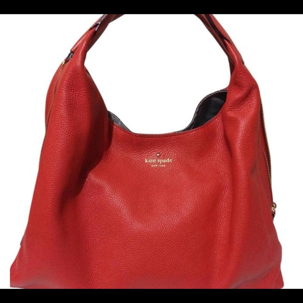 Kate Spade Mansfield Juniper Persimon/Red Orange Leather Hobo Bag